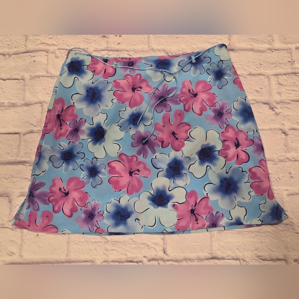 Floral Women's Skirt - Pink and Blue
